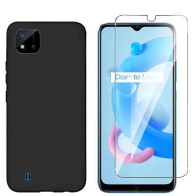Coque Realme C11 2021 noir avec verre trempé