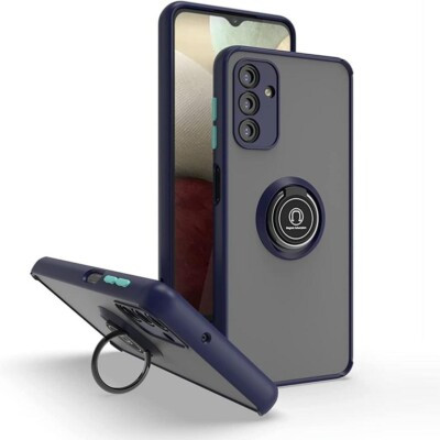 Coque Samsung A04s Antichoc bleu anneau