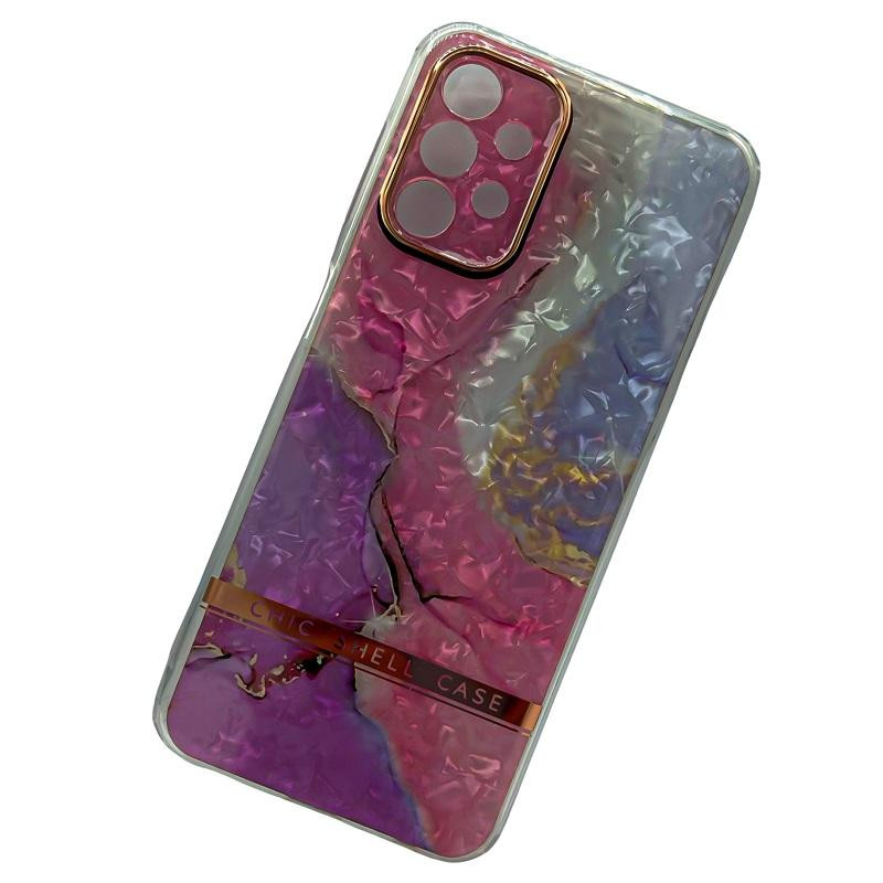 Coque Samsung A13 5G effet marbre rose avec film 1