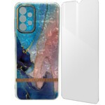 Coque Samsung A13 marbre turquoise avec film
