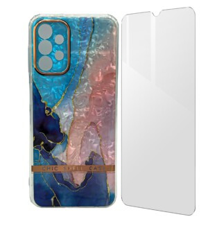 Coque Samsung A13 marbre turquoise avec film