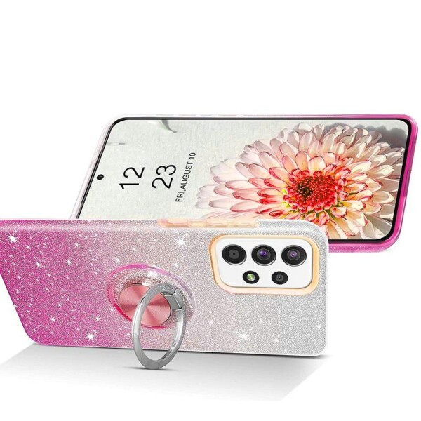 Coque Samsung A13 paillette rose avec anneau 2