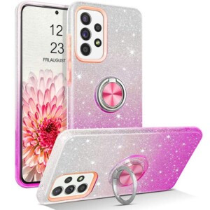 Coque Samsung A13 paillette rose avec anneau