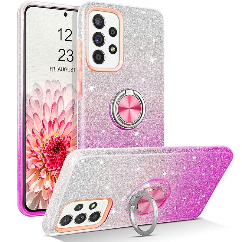 Coque Samsung A13 paillette rose avec anneau