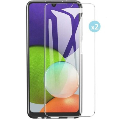 Coque Samsung A22 noir avec film verre trempé