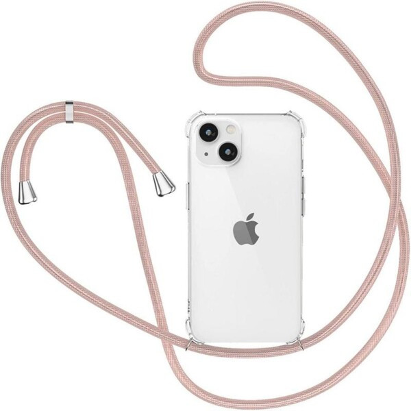 Coque cordon iPhone 14 rose