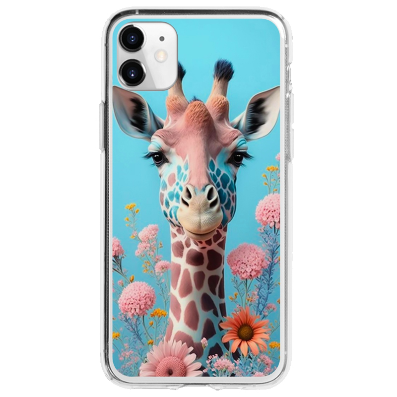 Coque iPhone 11 Giraffe flower