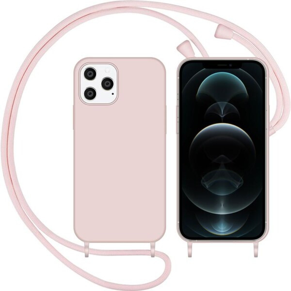 Coque iPhone 12 Pro Max rose avec cordon