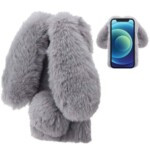 Coque iPhone 12 mini Lapin fourrure peluche