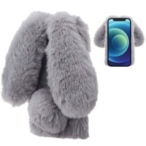 Coque iPhone 12 mini Lapin fourrure peluche 1