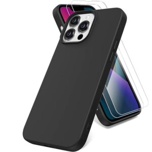 Coque iPhone 13 Pro Max noir avec film verre trempe