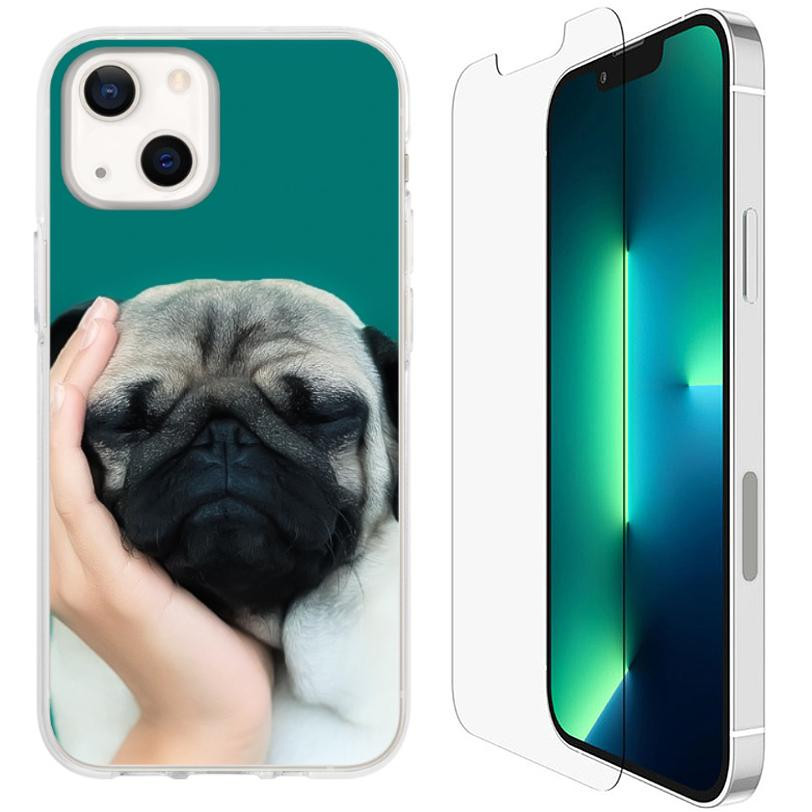 Coque iPhone 13 mini bouledogue avec verre trempe