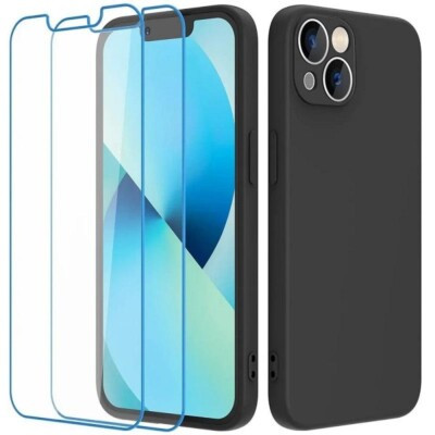 Coque iPhone 13 noire avec film verre trempé