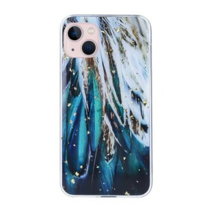 Coque iPhone 13 plumes dorées