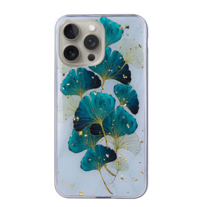 Coque iPhone 15 Pro Max feuilles dorées
