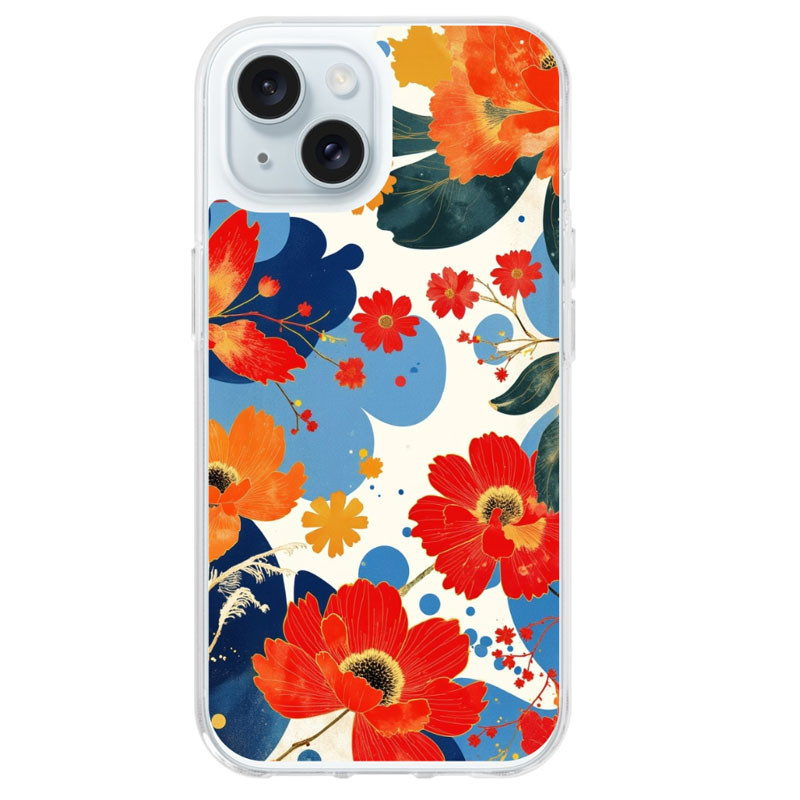 Coque iPhone 15 florale artistique.1