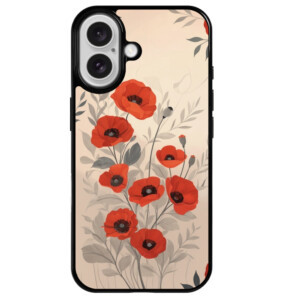 Coque iPhone 16 red floral