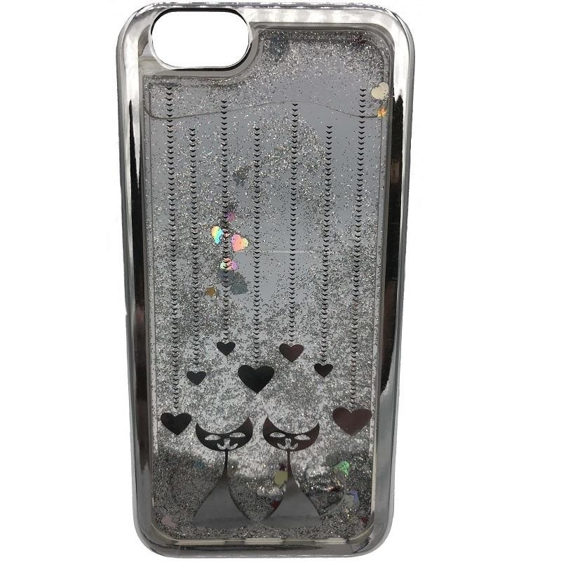 Coque iPhone 6 liquide paillettes chat