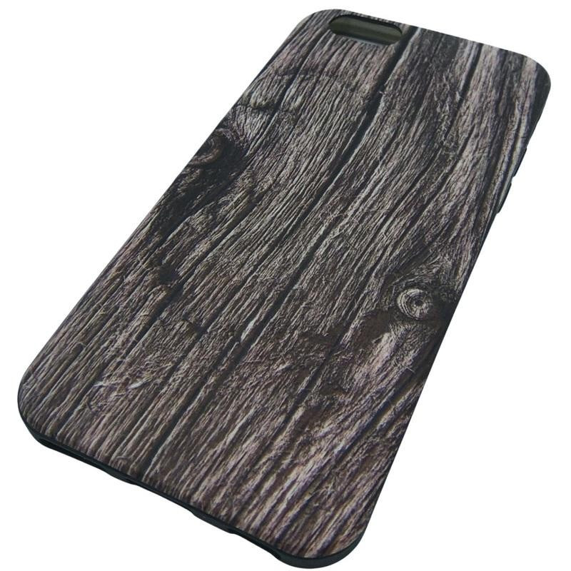 Coque iPhone 6 silicone imprime effet bois