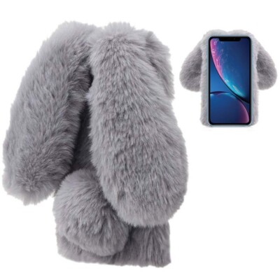 Coque iPhone XR Lapin fourrure peluche