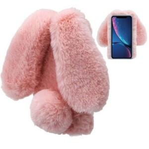 Coque iPhone XR Lapin fourrure peluche