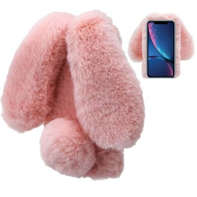 Coque iPhone XR Lapin fourrure peluche