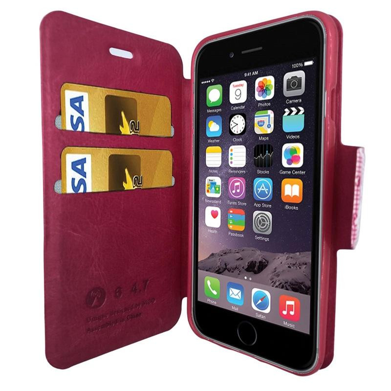 Etui iPhone 6 rose petits carreaux 1