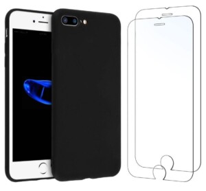 Pack Protection iPhone 8 Plus Coque Noire Verre Trempe