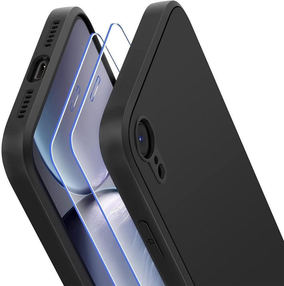 Pack Protection iPhone XR Coque Noire Verre Trempe