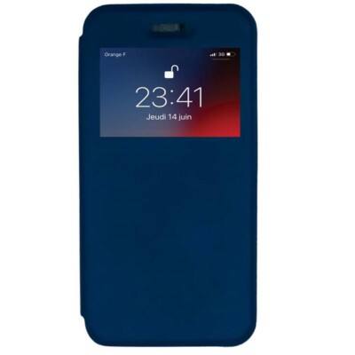 étui iPhone SE 2020 Bleu avec fenêtre