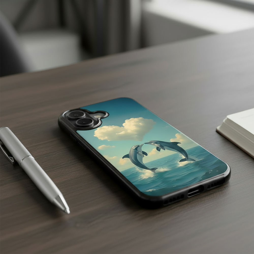 Coque iPhone 17 Dauphins amoureux