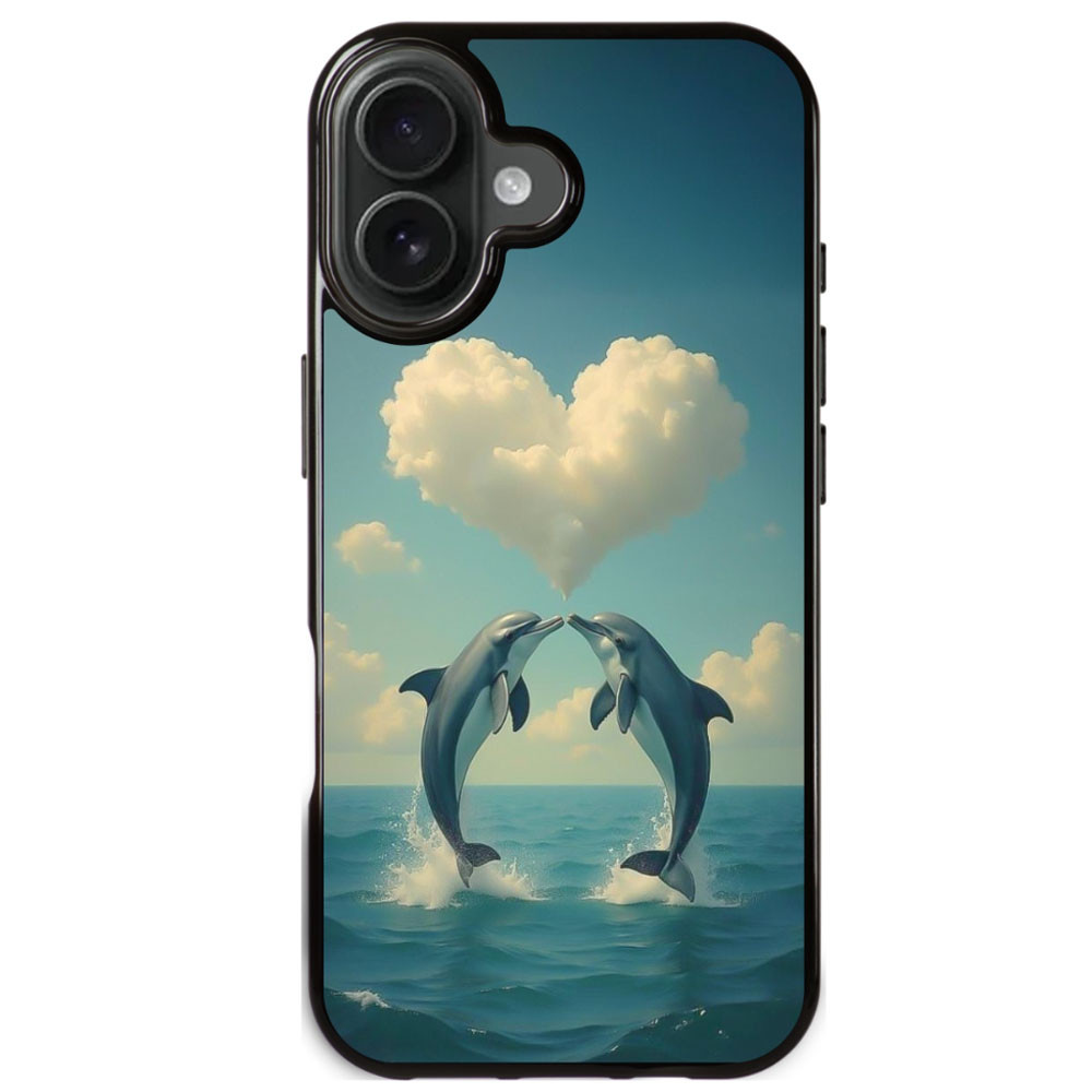 Coque iPhone 17 Magique Dauphins Nuage Coeur