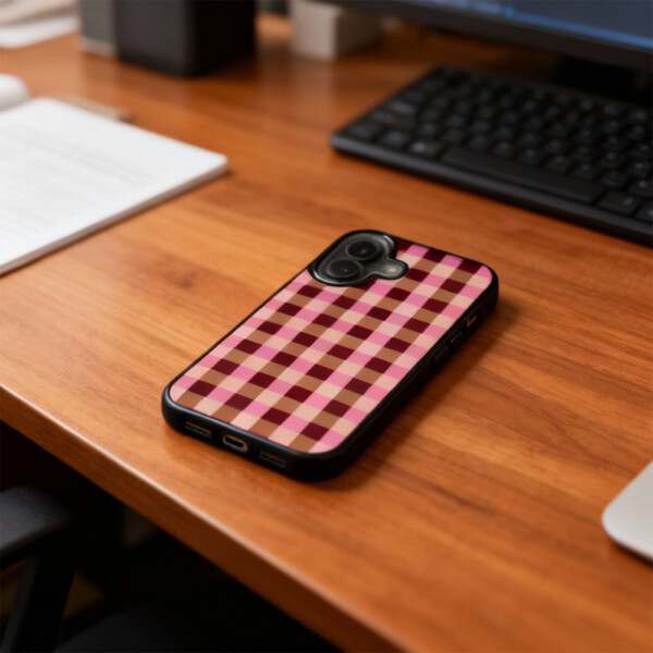 Coque iPhone 17 chic petits carreaux