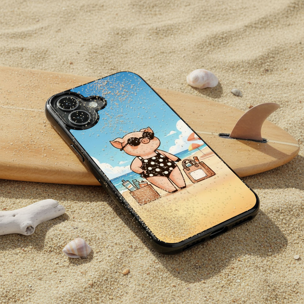 Coque iPhone 17 cochon la plage