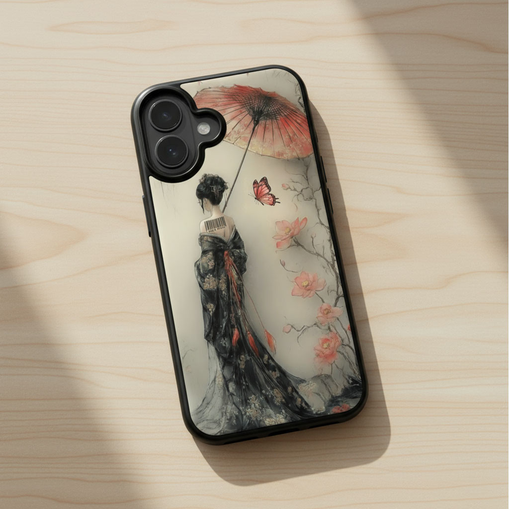 Coque iPhone 17 femme japonaise élégante