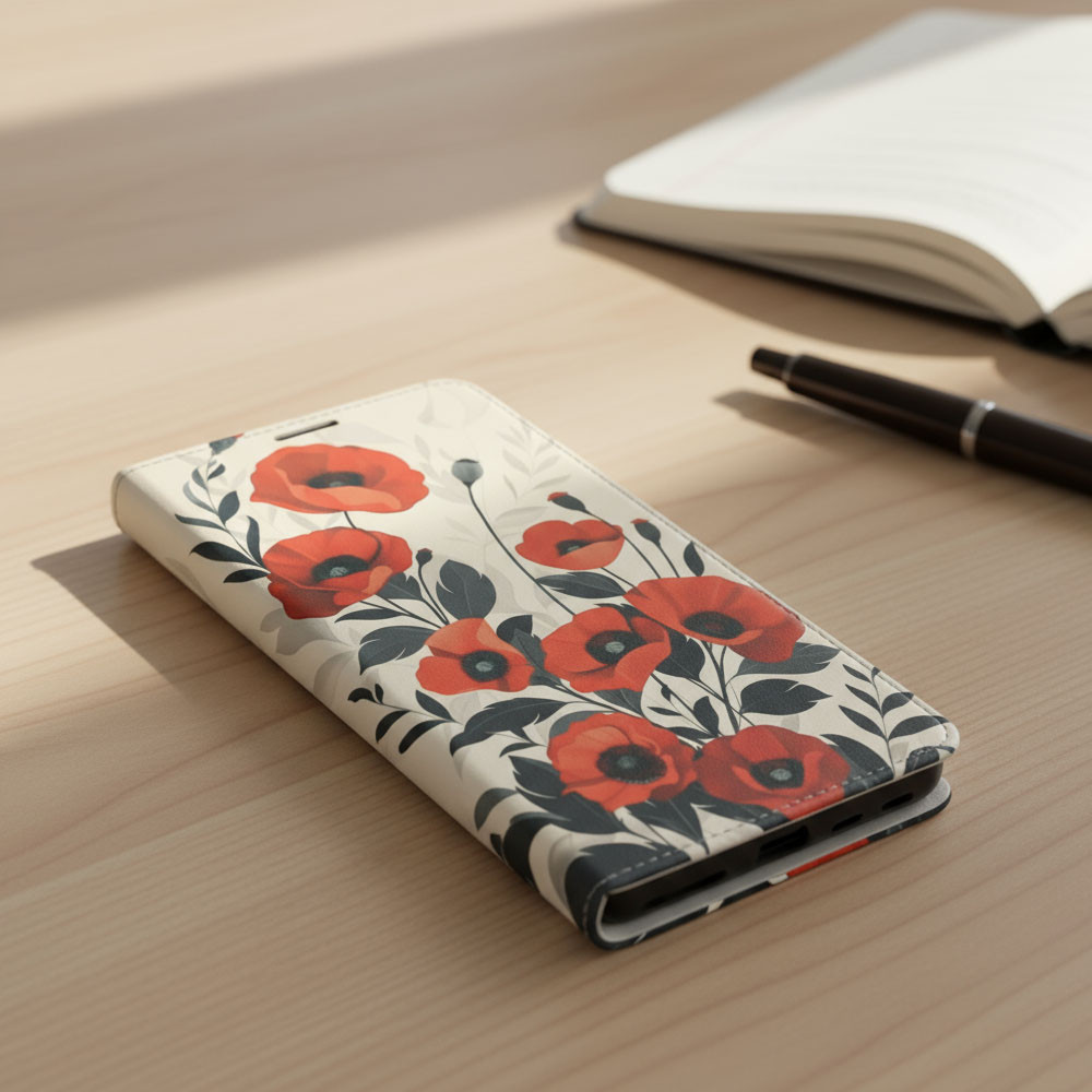 Etui iPhone 17 Élégant Design Fleur Rouge
