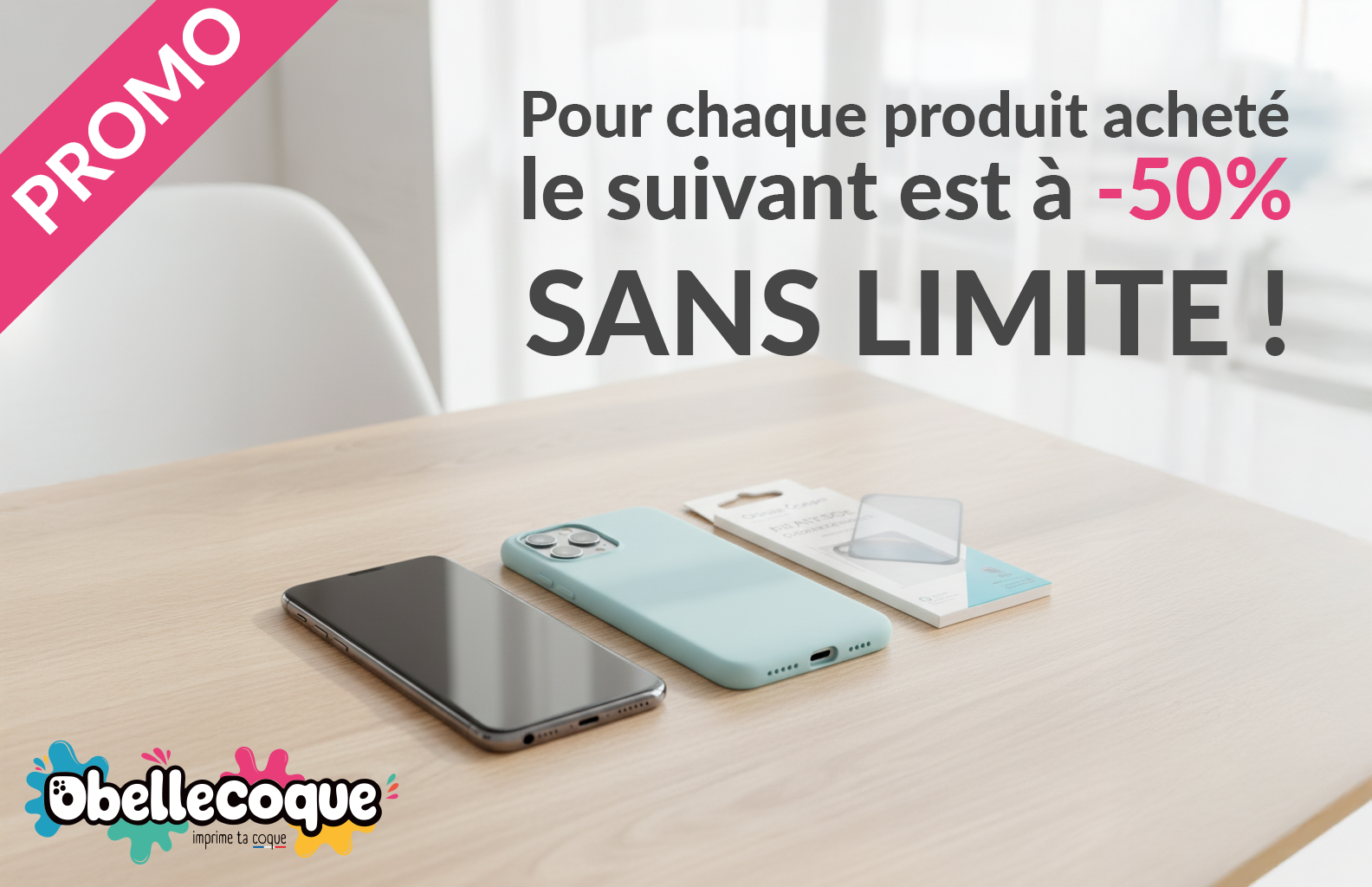 promo 2ème article -50%, réduction coque téléphone, offre étui smartphone, promos accessoires téléphone, code promo obelle coque